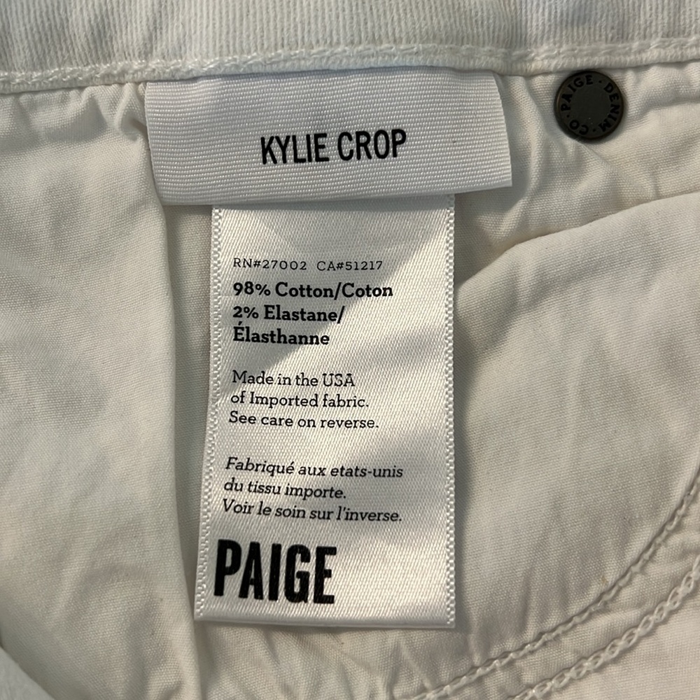Paige Kylie Crop White Denim. Size 28 - Picture 6 of 8